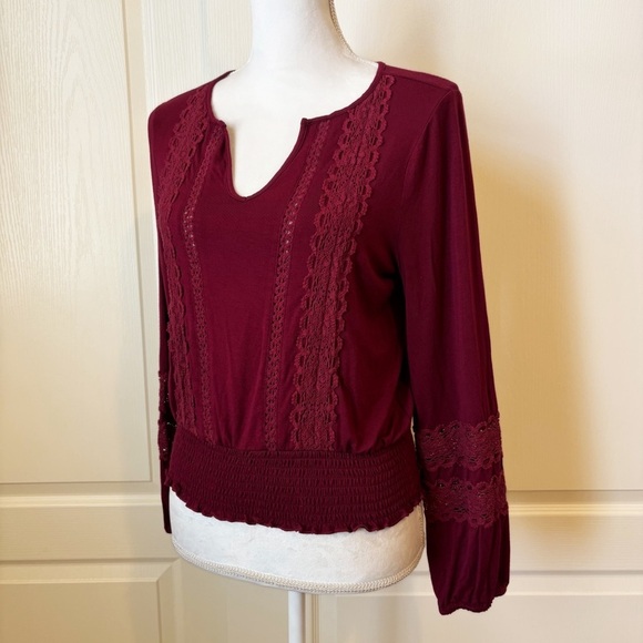 Anthropologie Meadow Rue Burgundy Hampshire Top Small - Picture 7 of 11